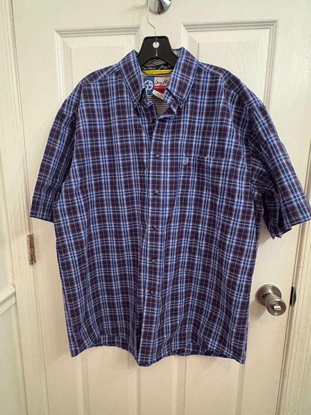 Wrangler George Strait Button Down Men's XL Blue Plaid Cowboy Shirt